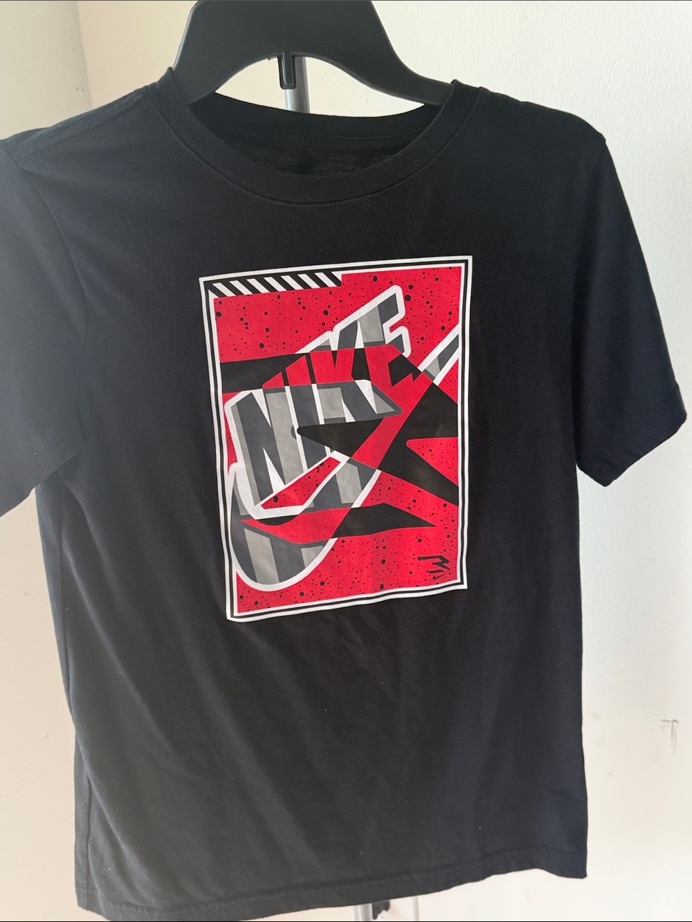 Nike Black Short Sleeve Tee with Red, White and Gray Graphic